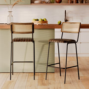 Chaise de bar Arsène 76 cm en cuir marron (lot de 2)