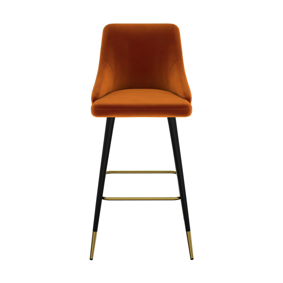 chaise de bar art deco orange en veloups aristote