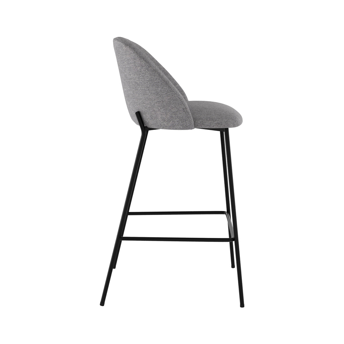 chaise de bar assise tissu pied metal karl gris