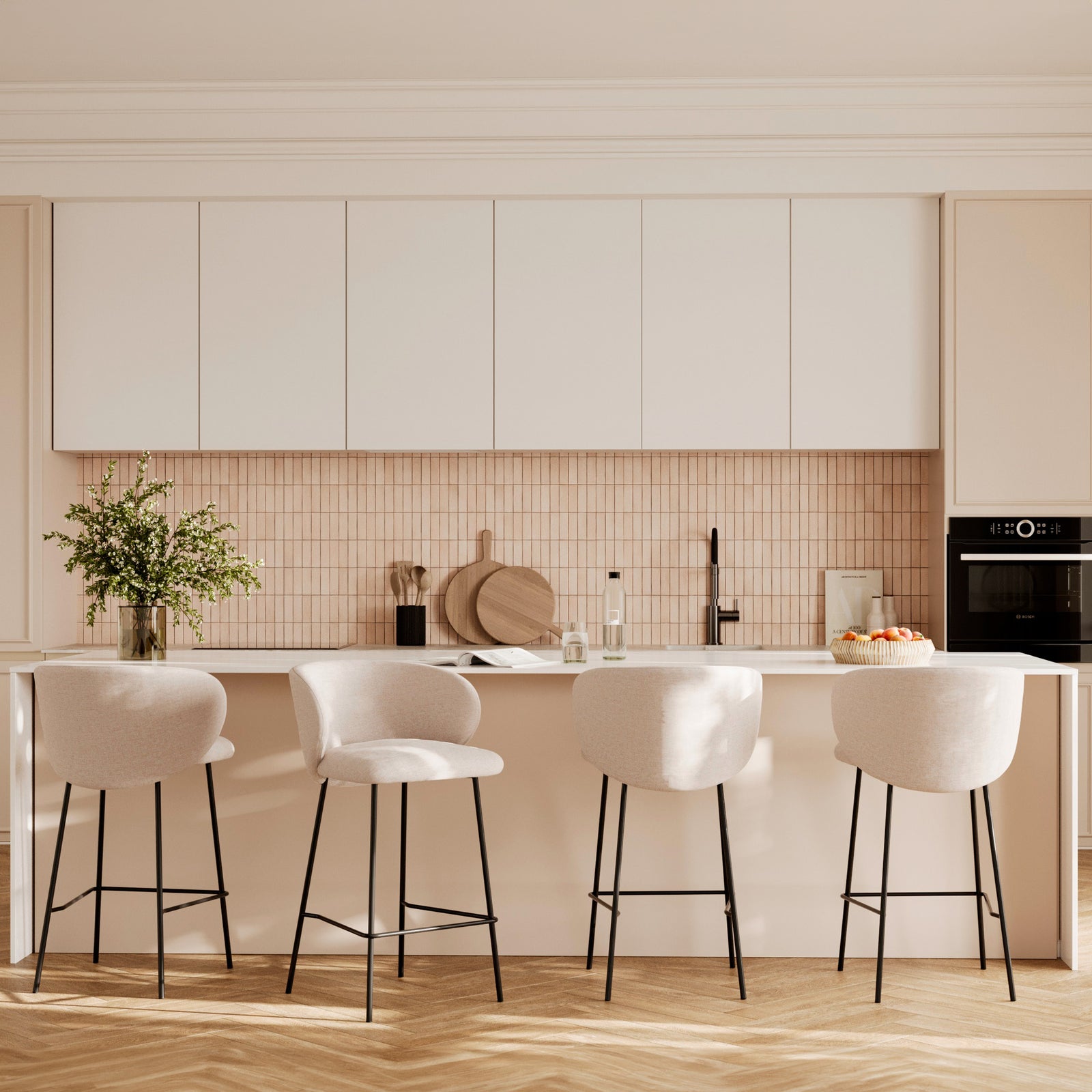 chaise de bar beige 68 cm lot de 2