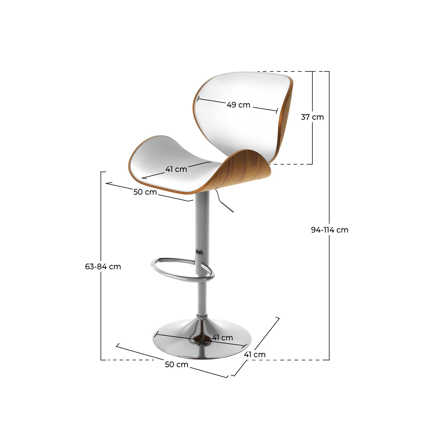 chaise de bar blanche bois pivotante reglable baudoin 63 84 cm