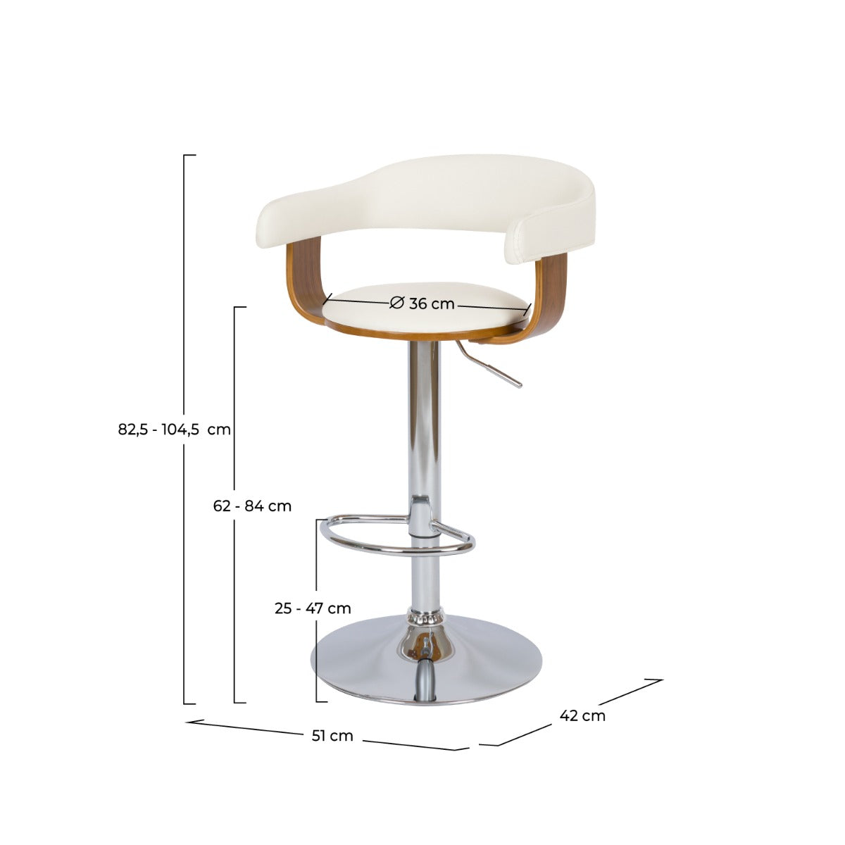 chaise de bar blanche harold avec accoudoirs 62 84 cm