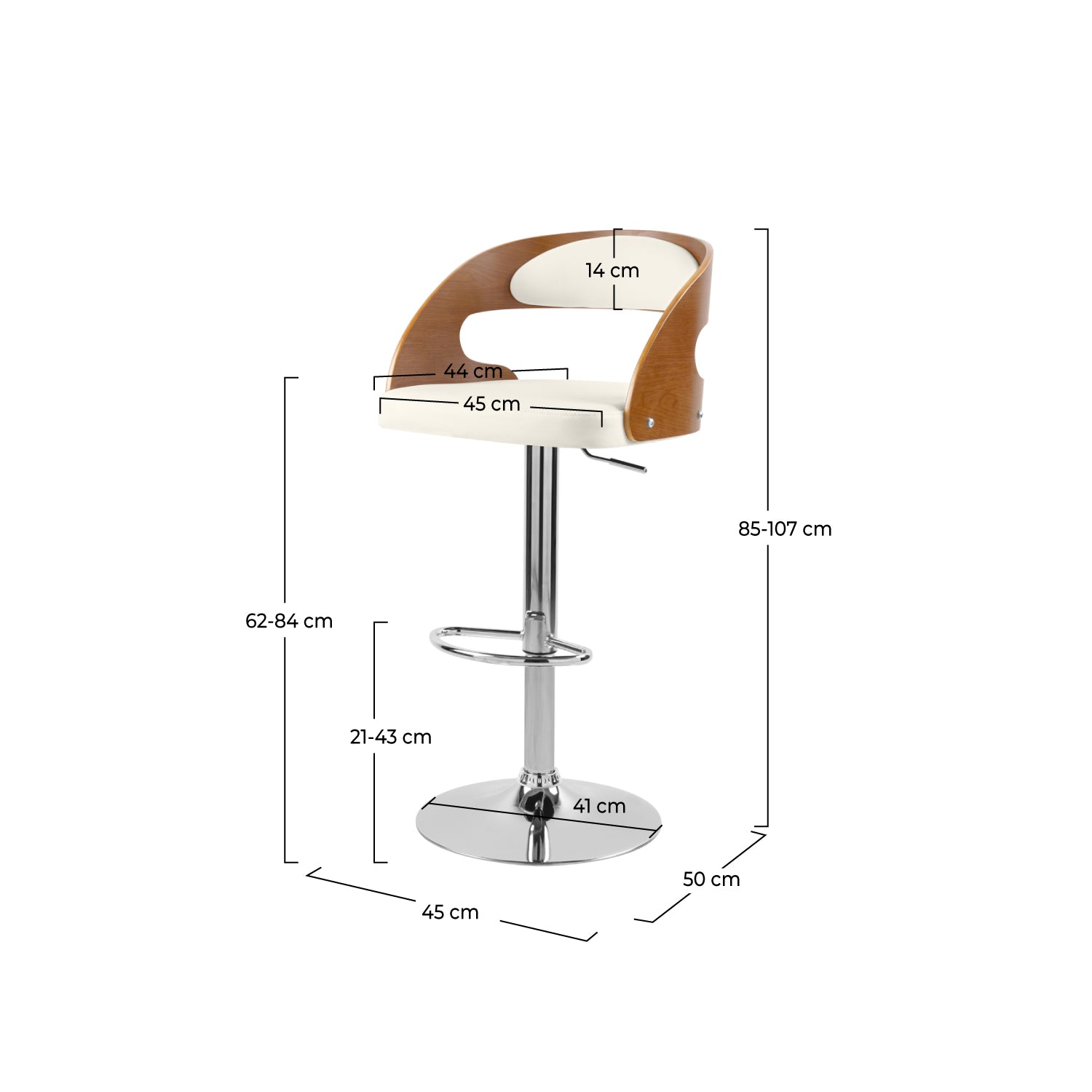 chaise de bar bois et blanche reglable pivotante louis