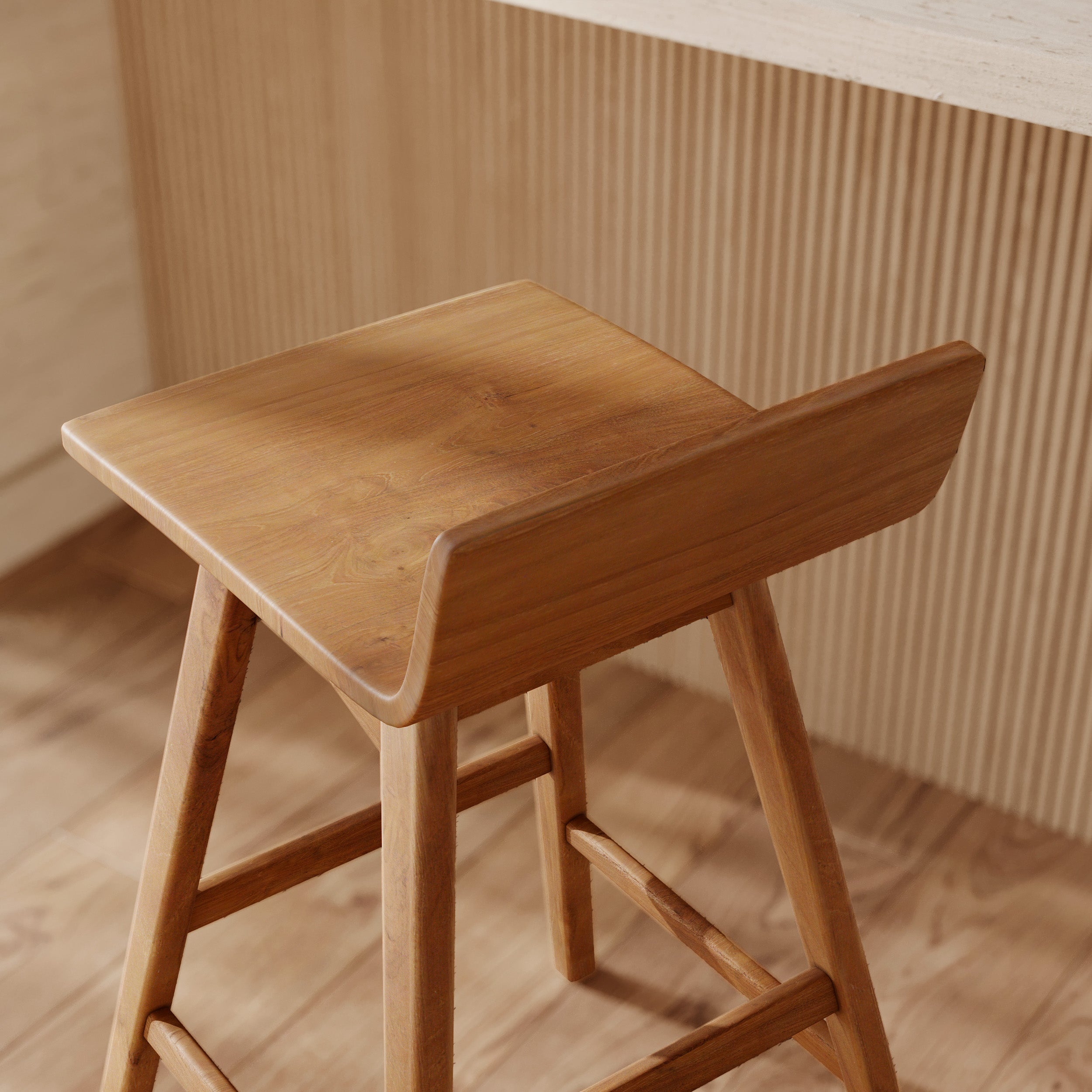 Chaise de bar Greta en bois de teck 72,5 cm