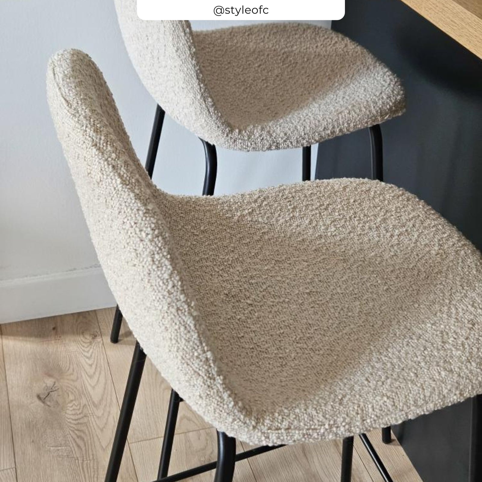 chaise de bar boucle beige lot 2 henri