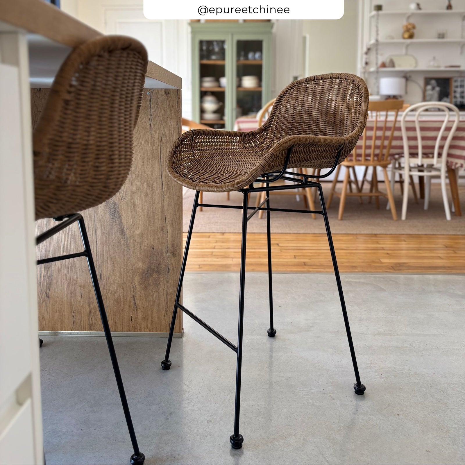 chaise de bar carmela lot de 2 pieds noirs