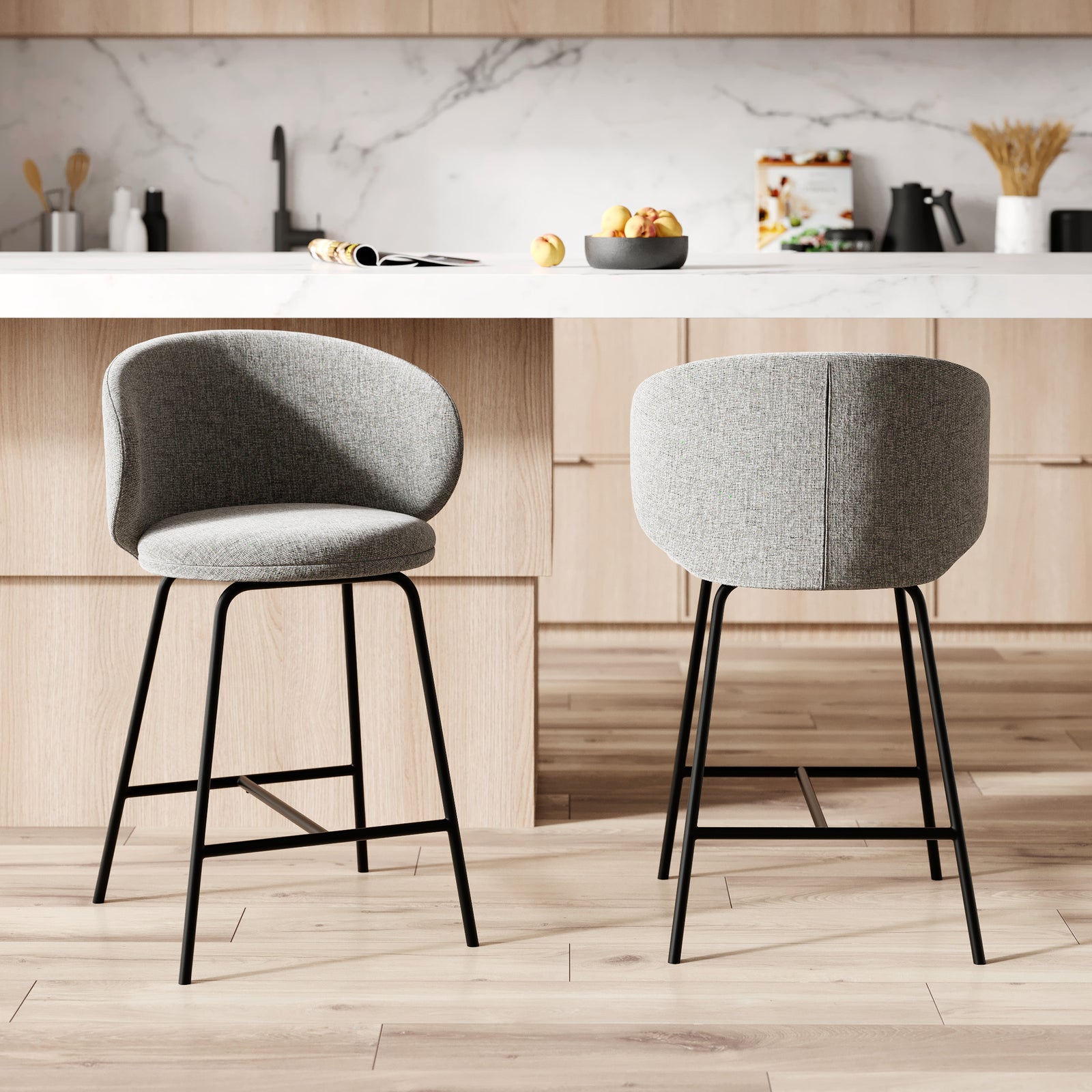 chaise de bar cecilia en tissu gris