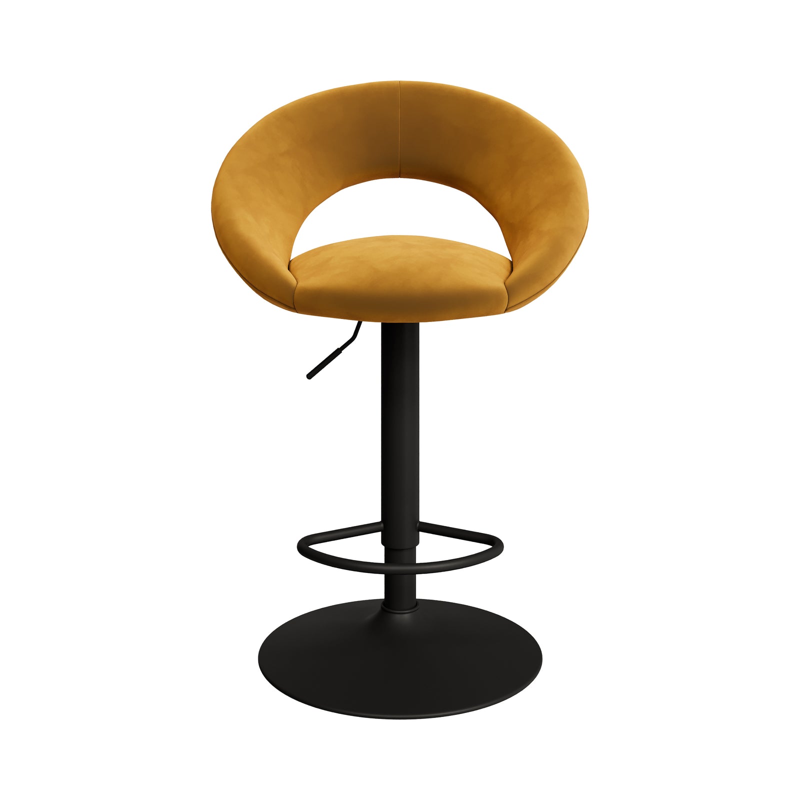 chaise de bar cloclo en velours jaune curry pivotante