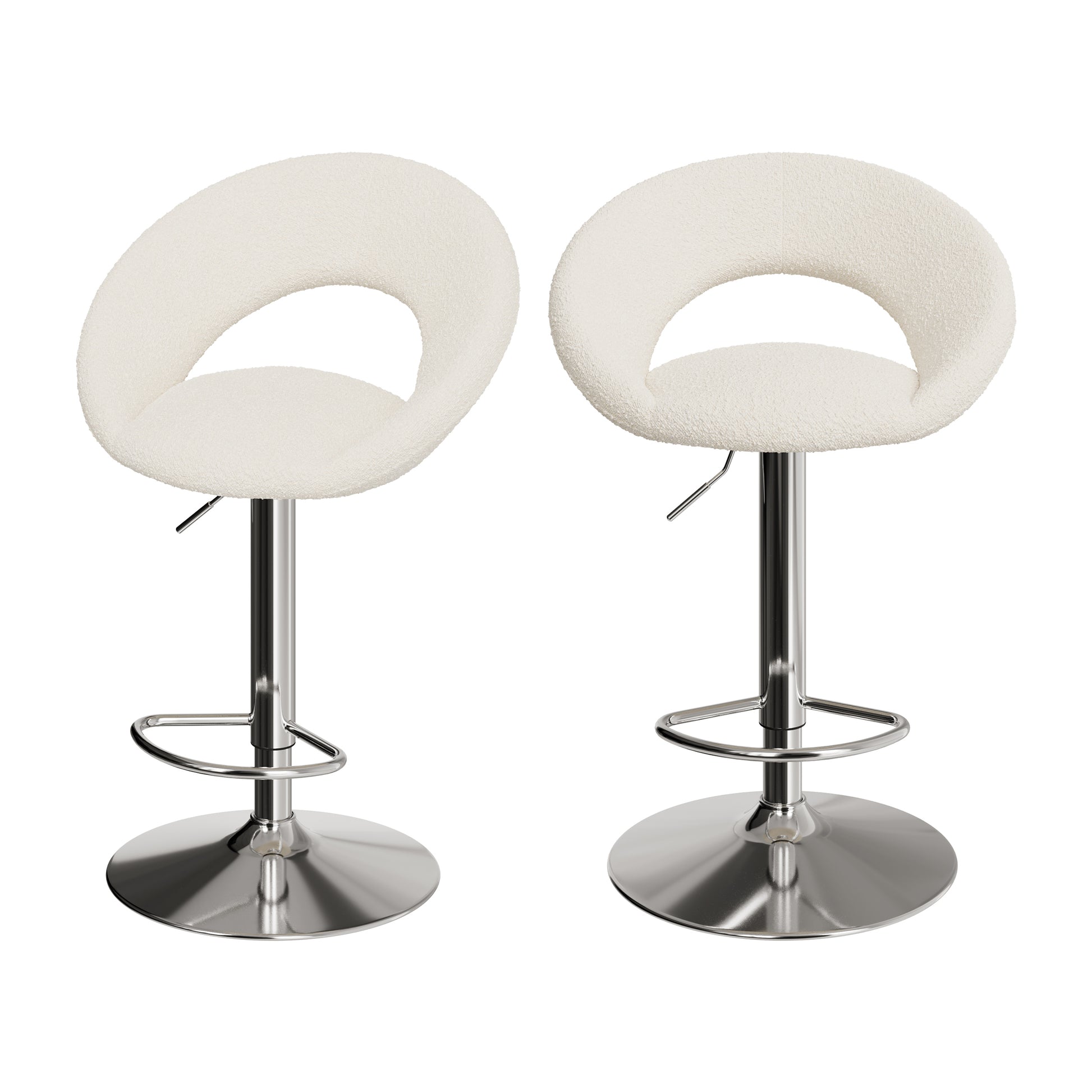 chaise de bar cloclo tissu boucle creme reglable