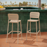 Lot de 2 chaises de bar de jardin Lola 75 cm en plastique beige
