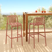 Lot de 2 chaises de bar de jardin Duli 76 cm en plastique terracotta