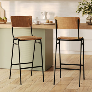 Chaise de bar écolier Clem en bois foncé 75 cm (lot de 2)
