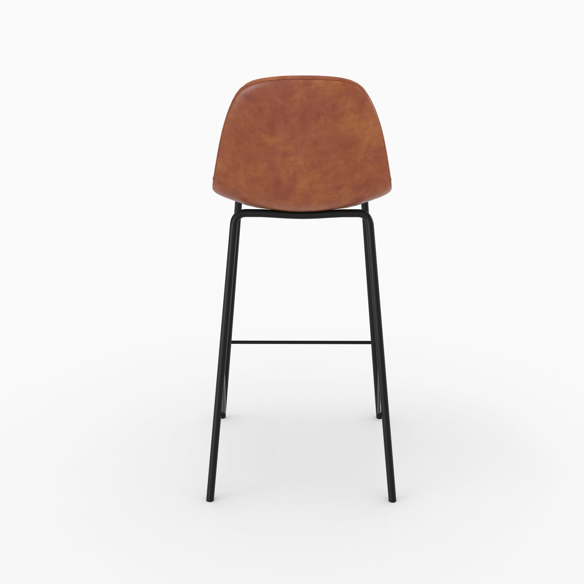 chaise de bar en cuir synthetique camel 65 cm henrik