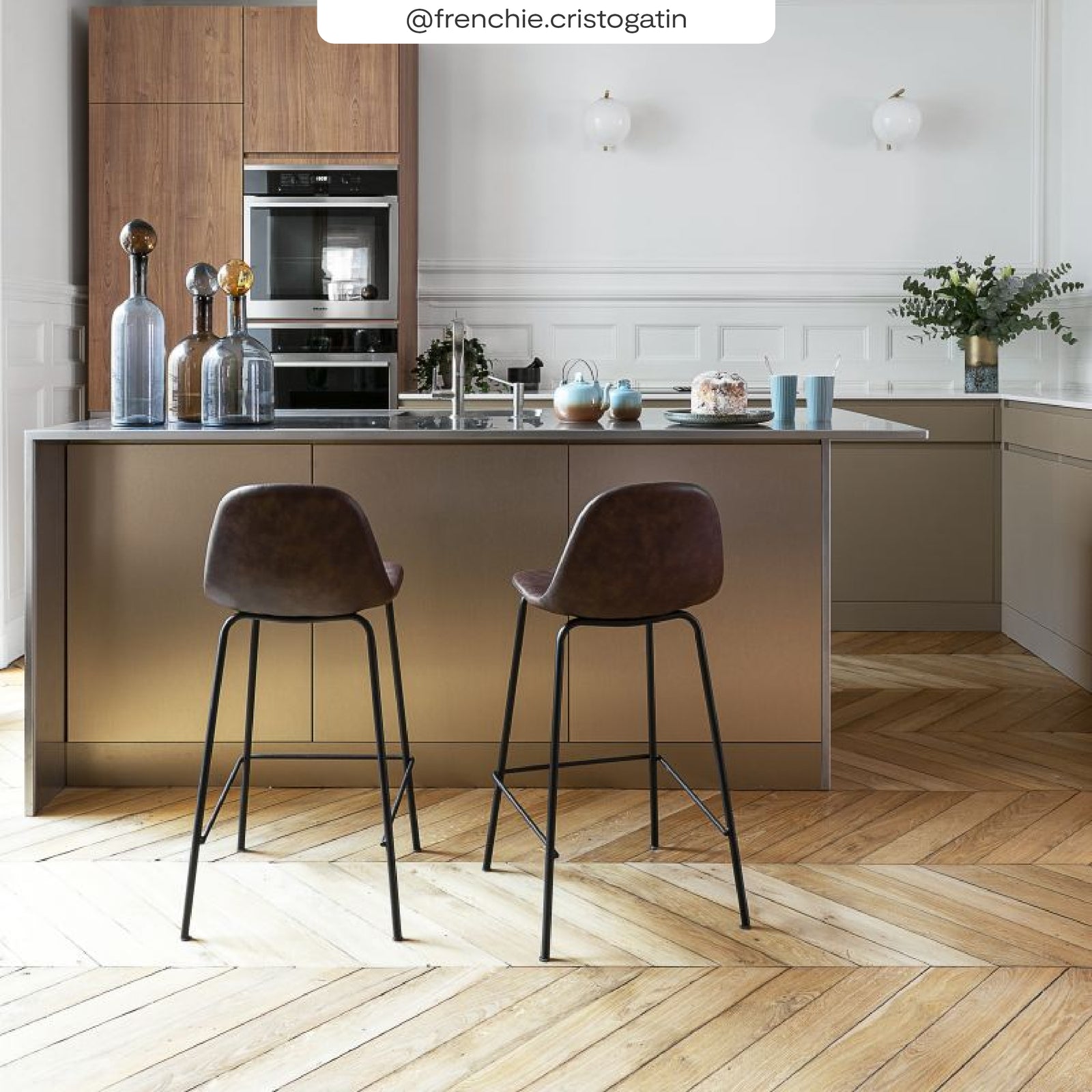 chaise de bar en cuir synthetique marron 65 cm unite