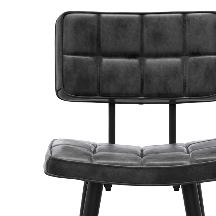 chaise de bar en cuir synthetique noir capitonne texas