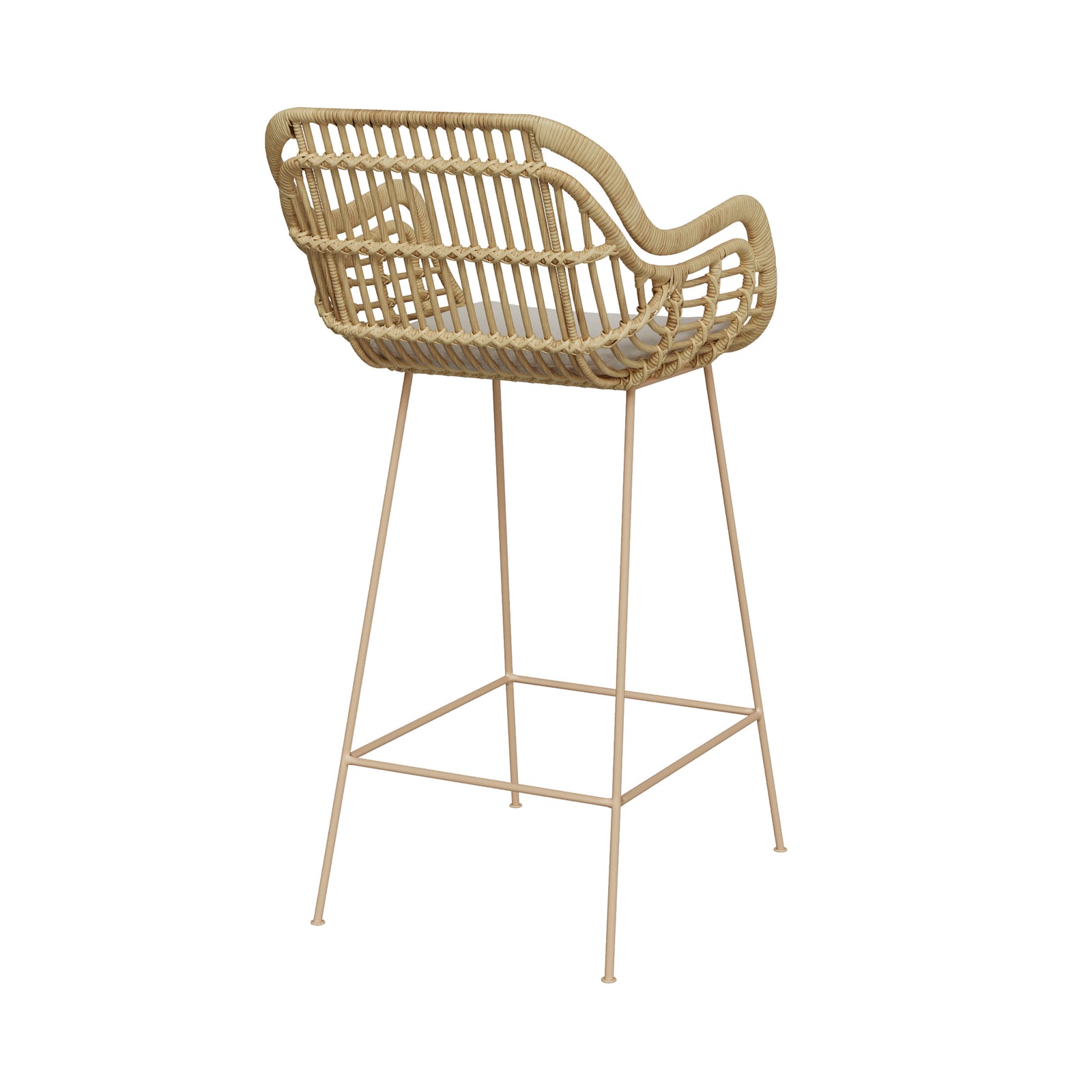 chaise de bar en rotin coussin et pieds beige 71 cm chiloe