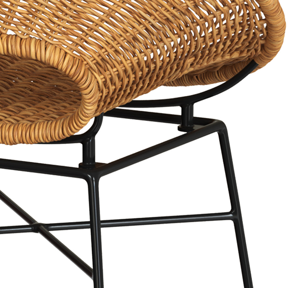 chaise de bar en rotin tresse et pieds en metal lot de 2 rava