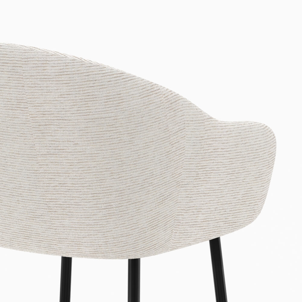 chaise de bar en tissu blanc chine 76 cm socky pieds noirs