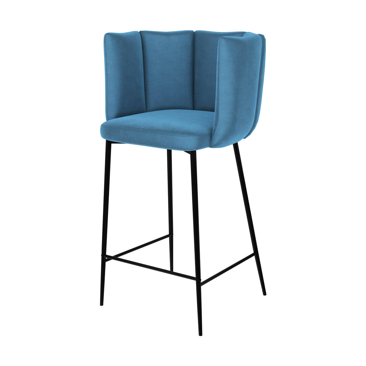 chaise de bar en velours bleu 65 cm rosy