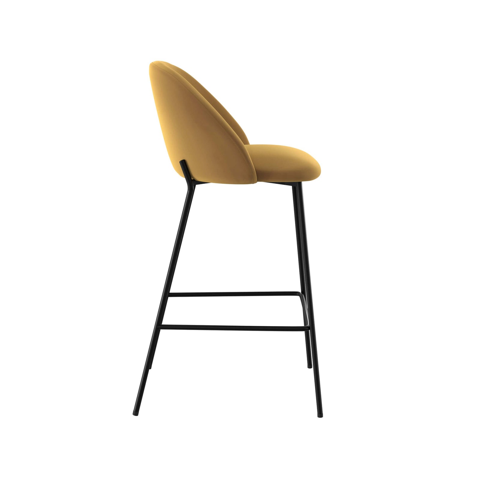 chaise de bar en velours jaune 66cm lot de 2 karl