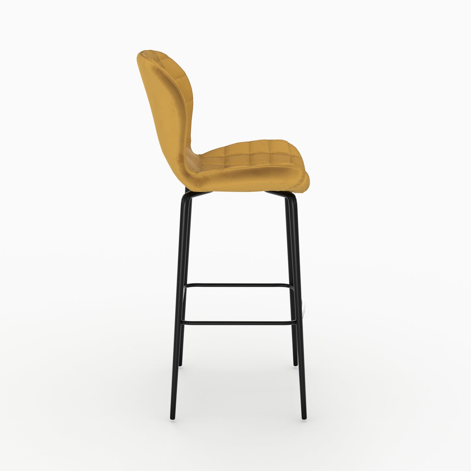 chaise de bar en velours jaune curry matelassee mazzia