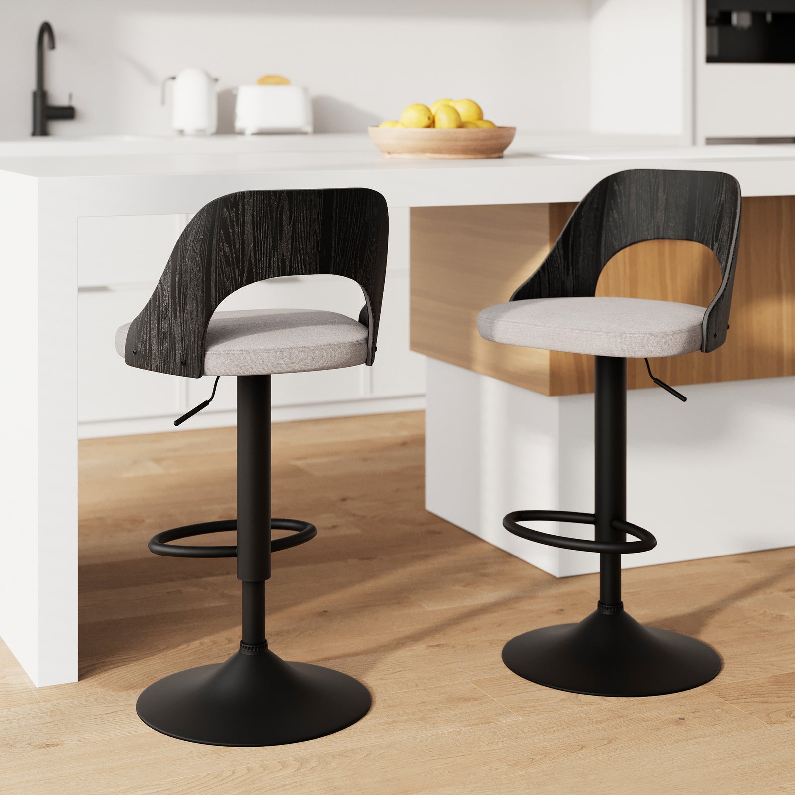 chaise de bar grise et noire emily 63 85 cm pivotante reglable