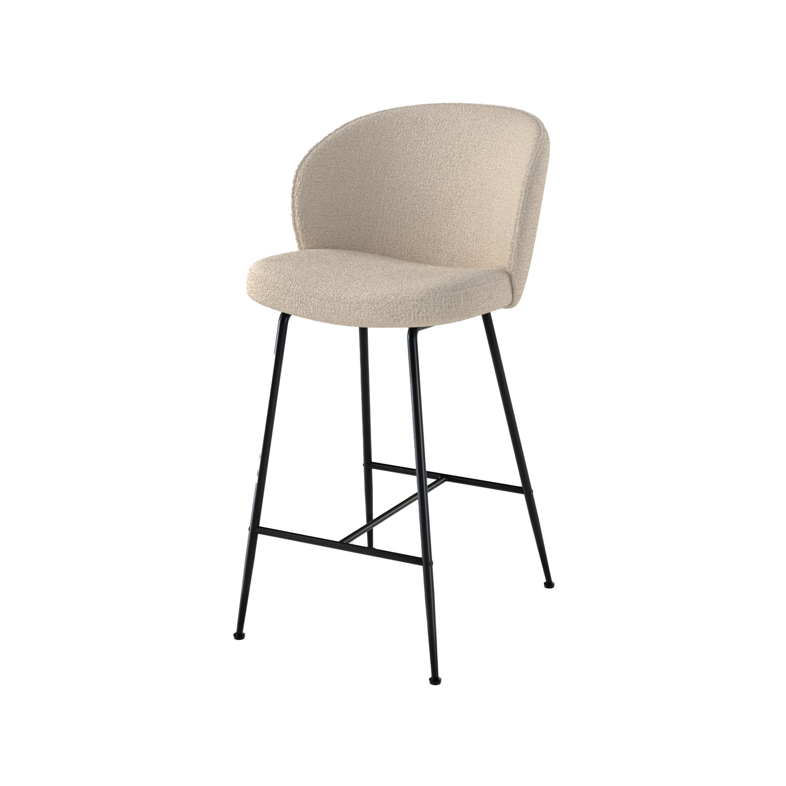 chaise de bar groom en tissu boucle beige 66 cm fond blanc