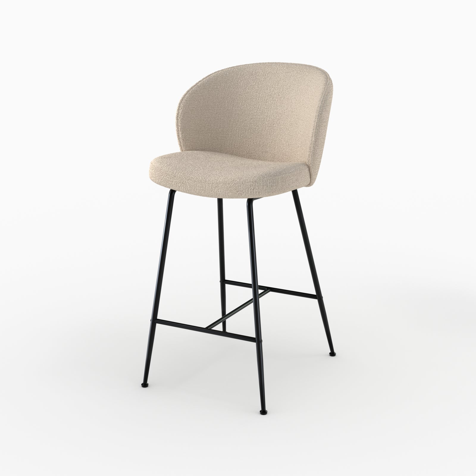 chaise de bar groom en tissu boucle beige 66 cm