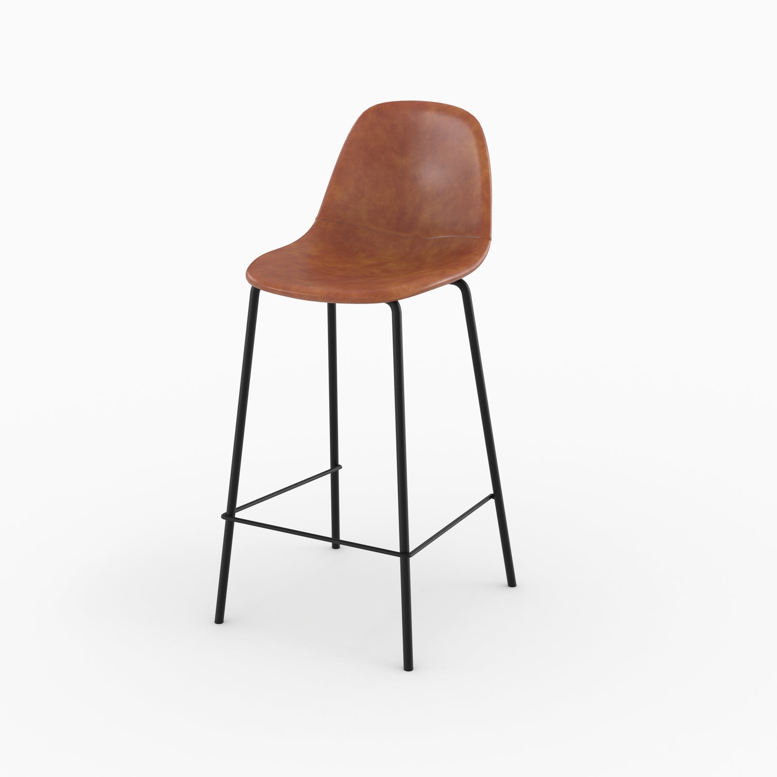 chaise de bar henrik en cuir synthetique camel 65 cm