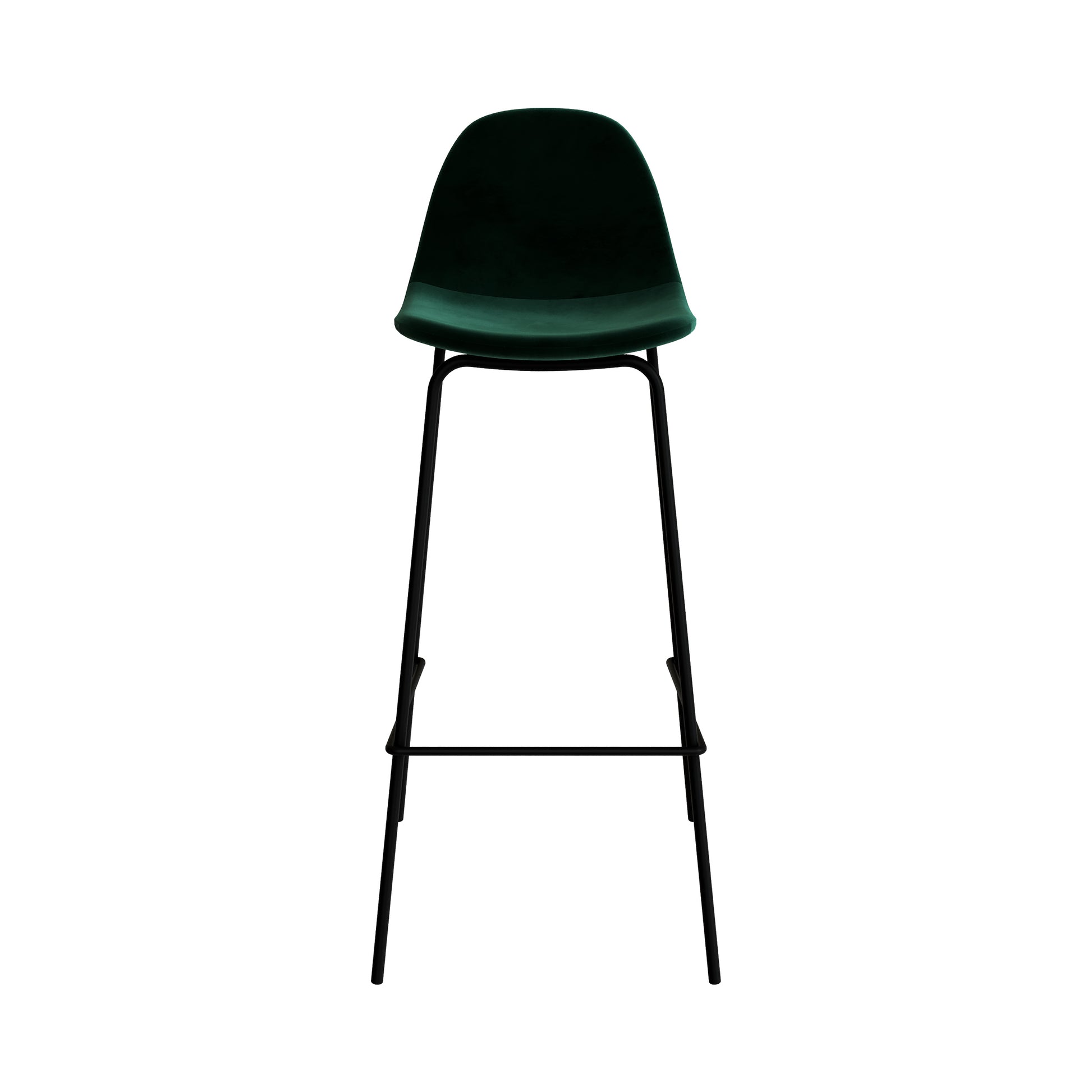 chaise de bar henrik pieds metal noir velours vert 75cm
                            