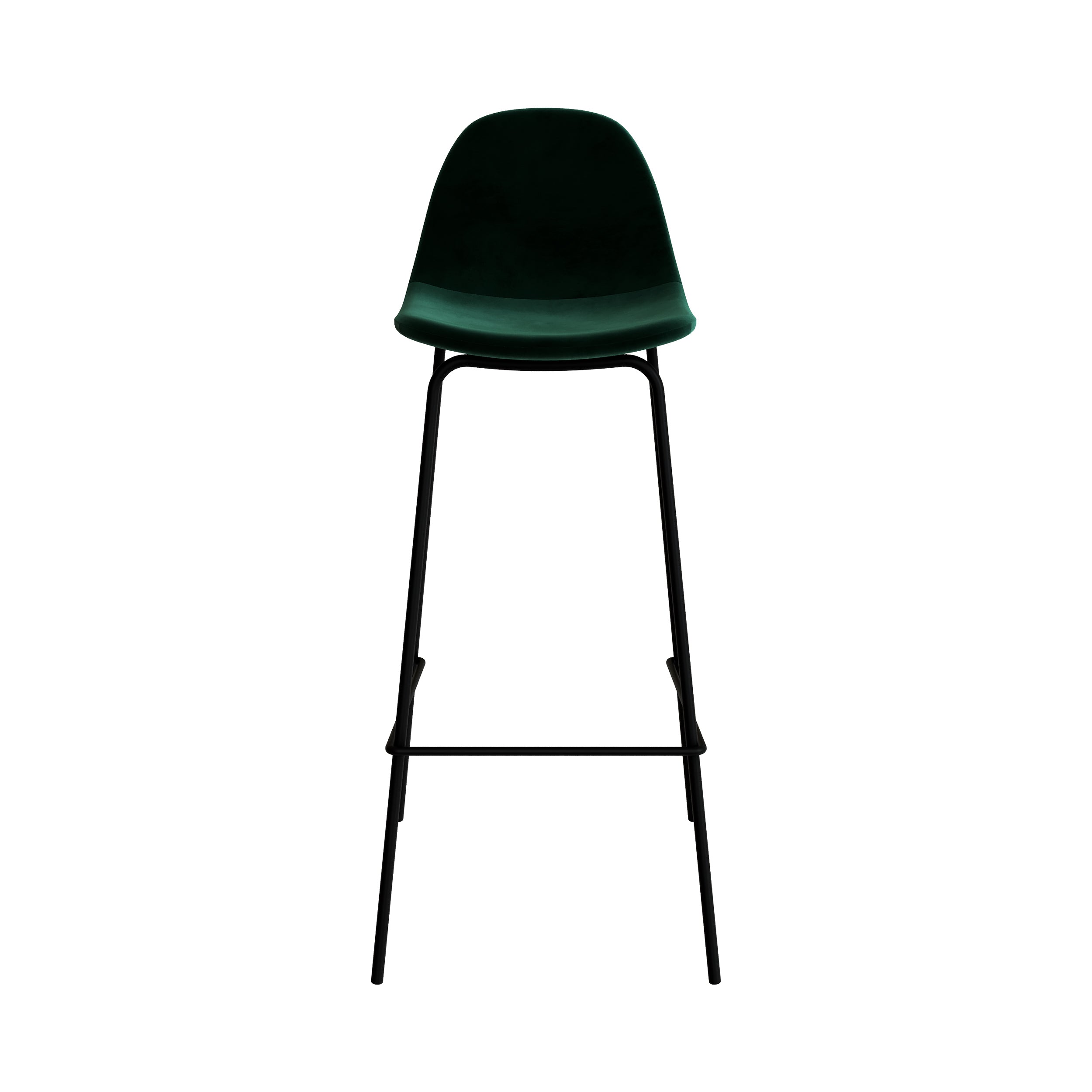 chaise de bar henrik pieds metal noir velours vert 75cm
                            