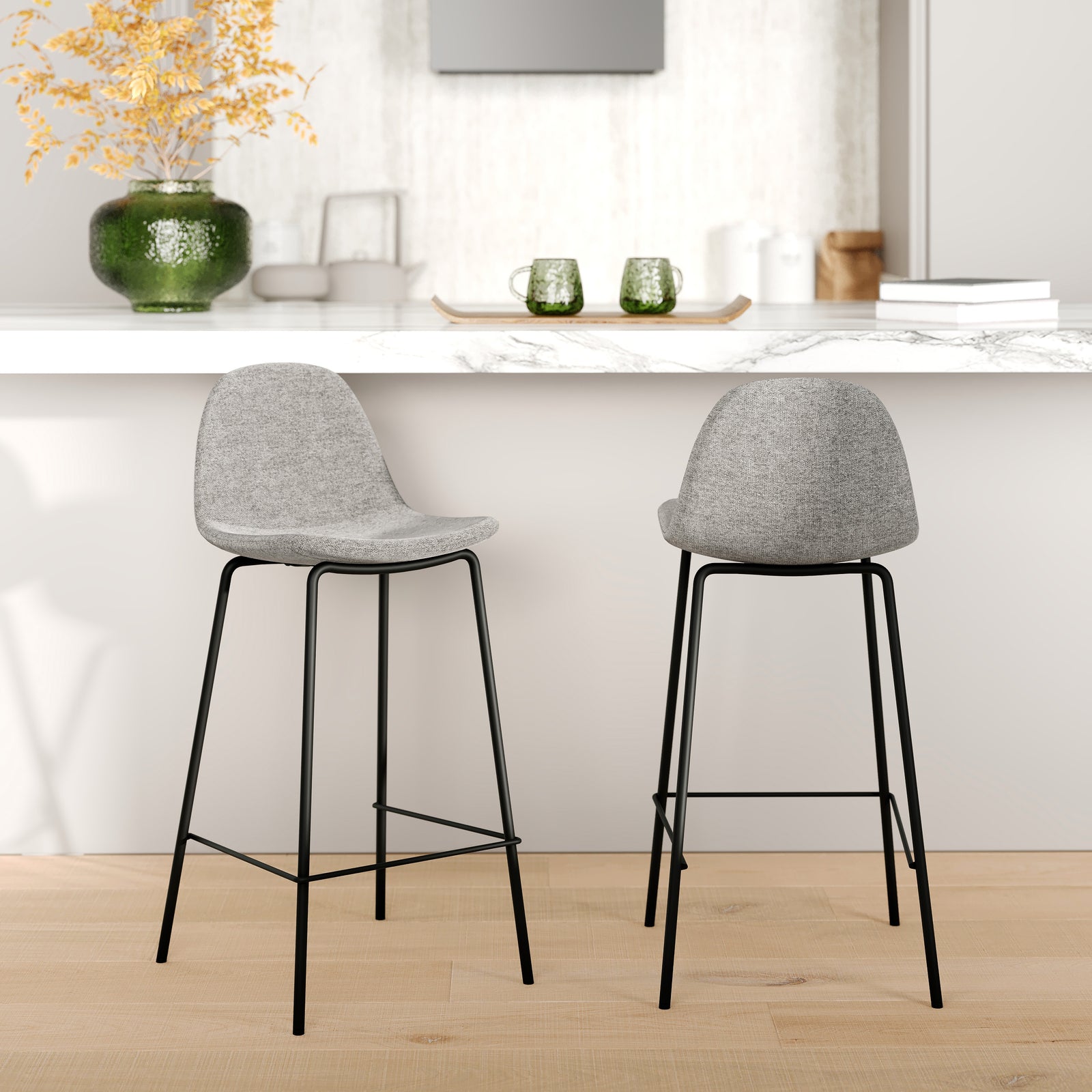 chaise de bar henrik tissu gris clair lot 2