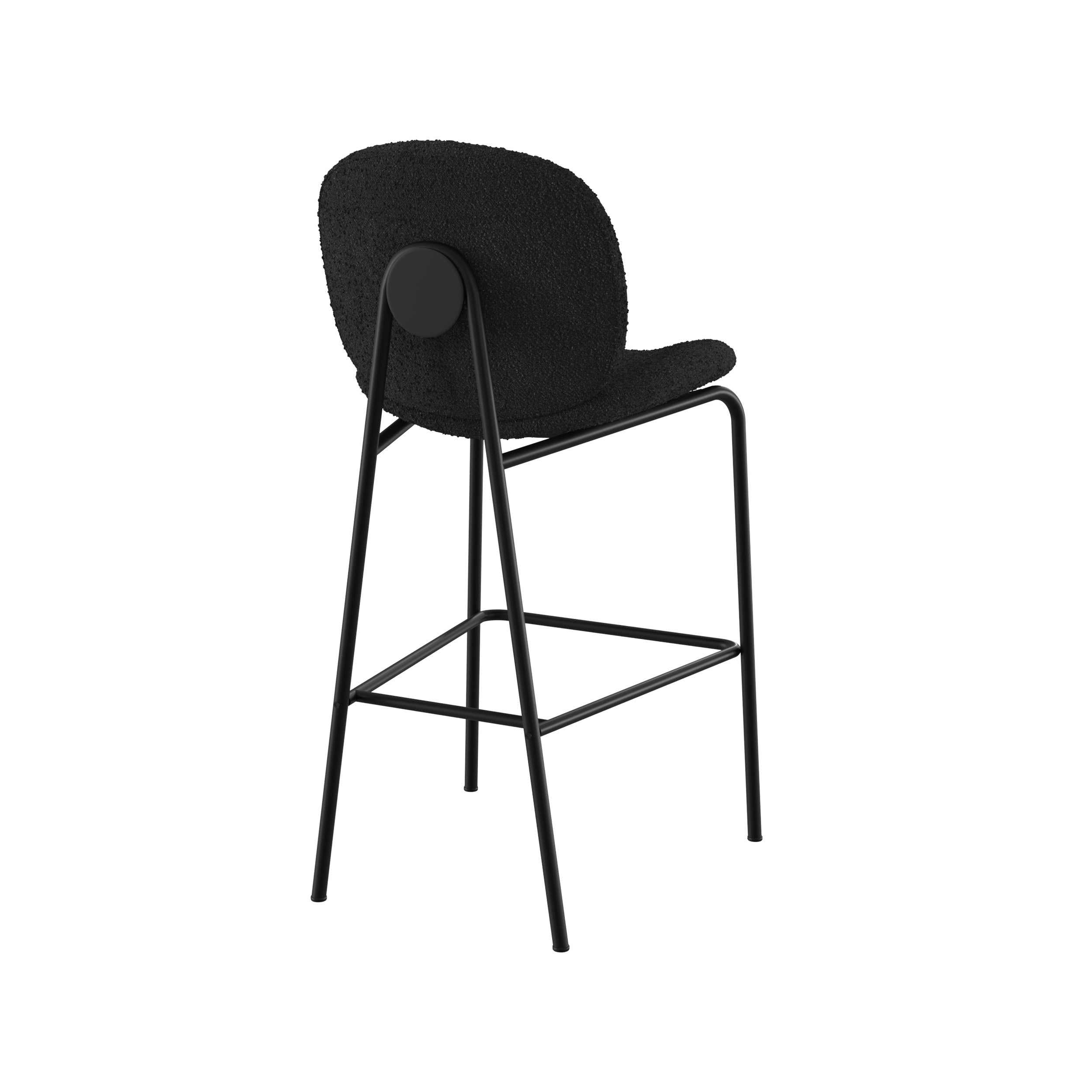 chaise de bar ilot central en tissu boucle noir lot de2 65