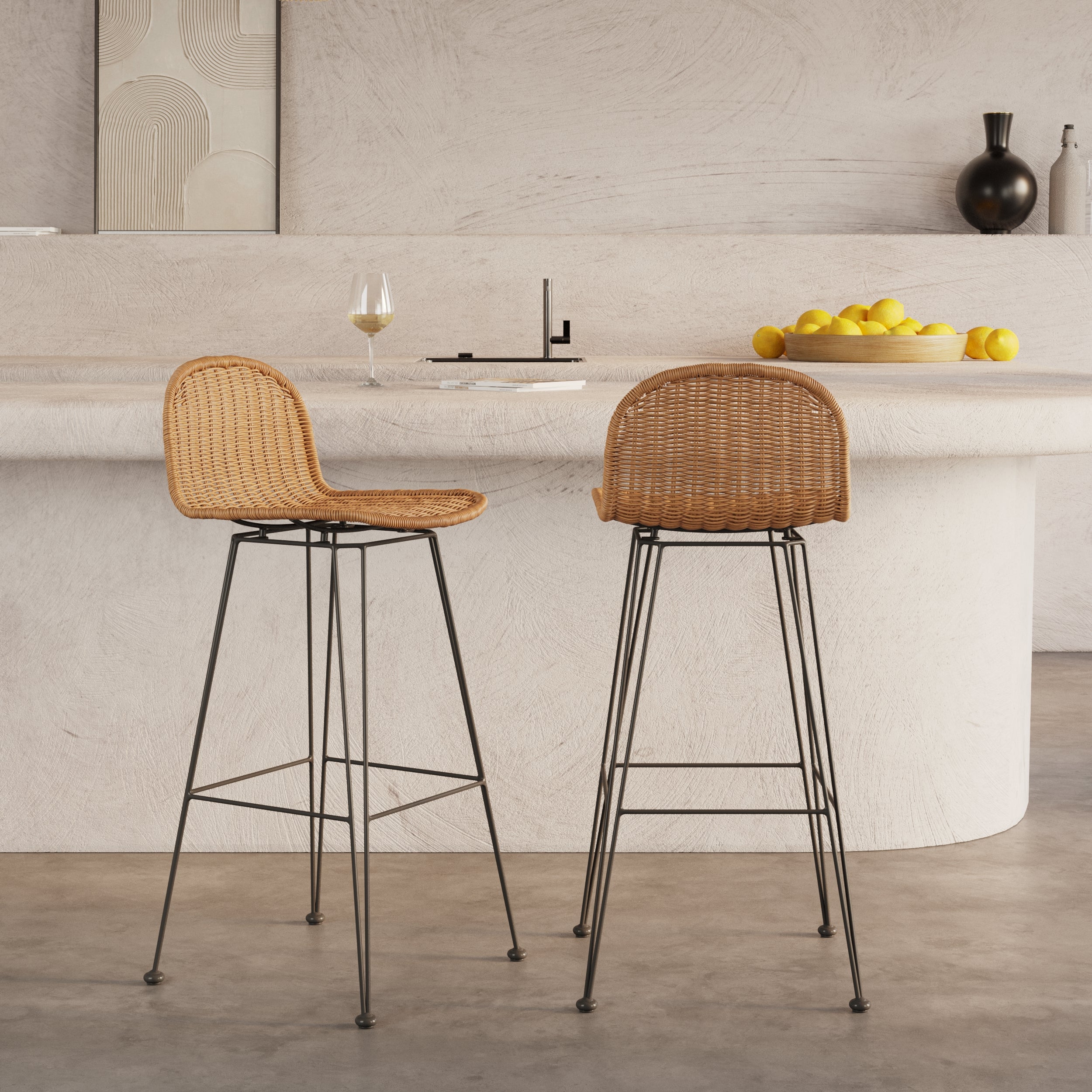 chaise de bar jigani naturelle lot de 2 63 cm