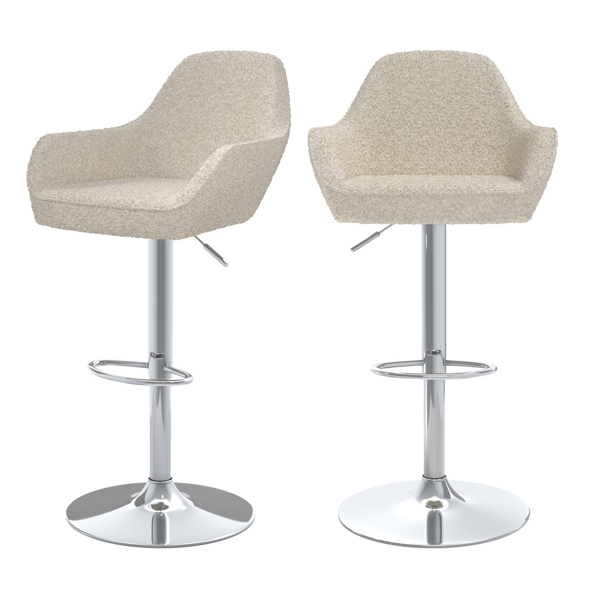 chaise de bar lot de 2 adam laine bouclette blanc casse