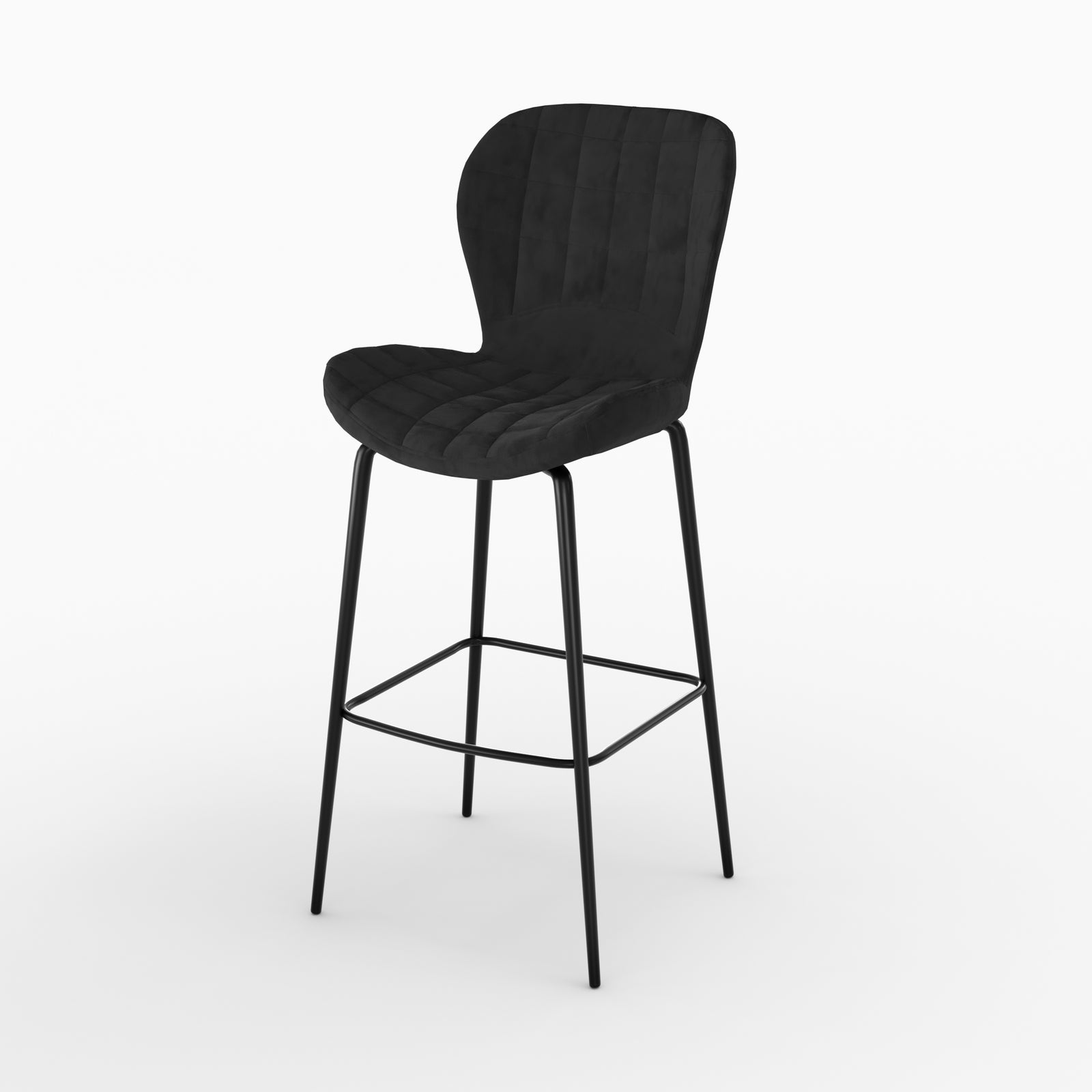 chaise de bar mazzia en velours noir 75 cm lot de 2