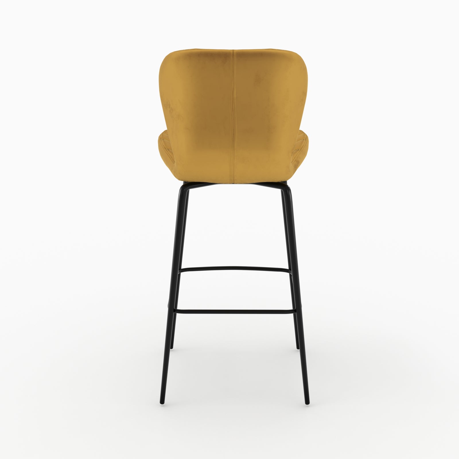 chaise de bar mazzia velours jaune curry matelassee