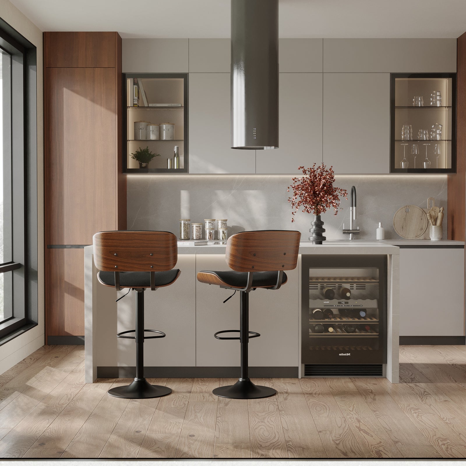 chaise de bar melchior noire pivotante reglable cuir