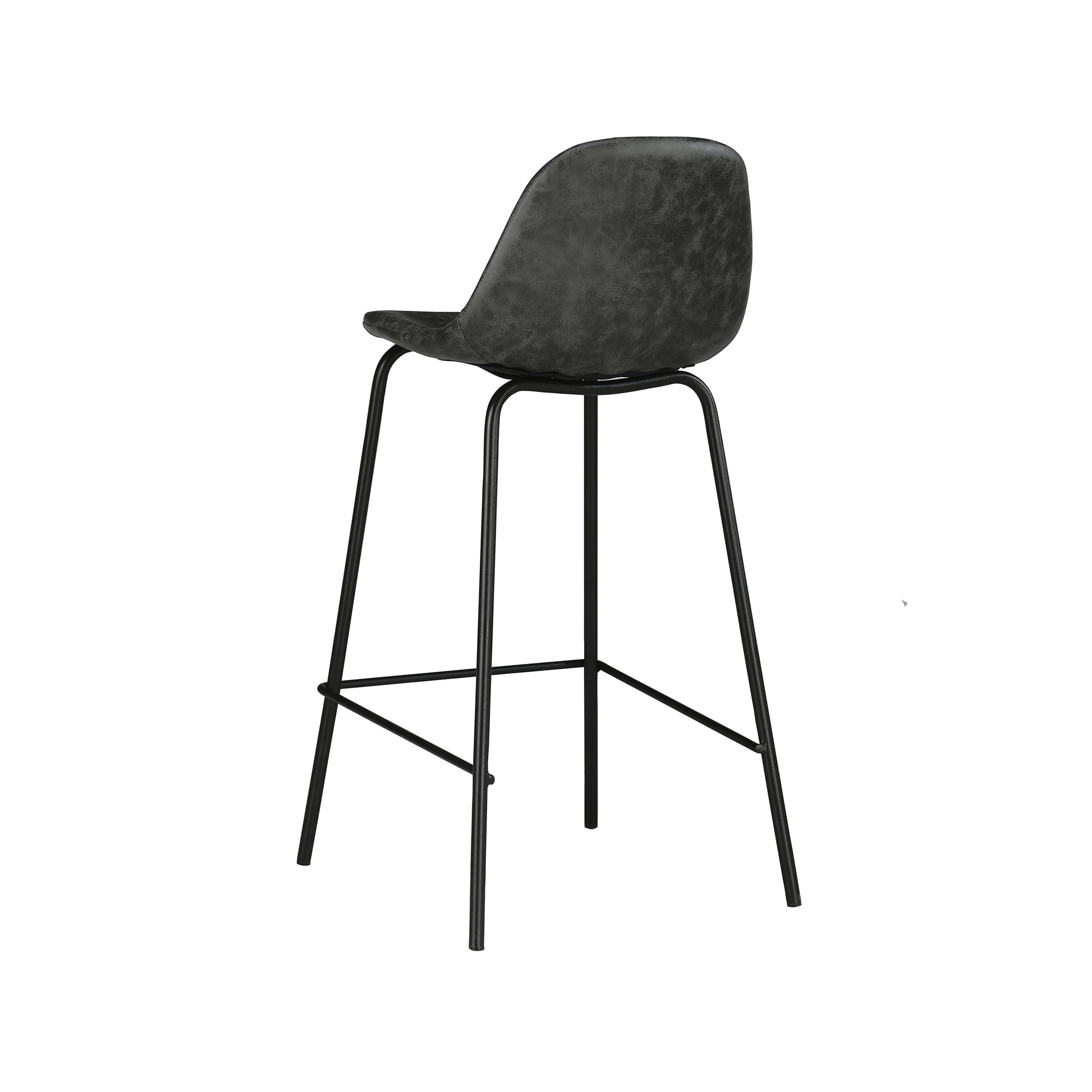chaise de bar mi hauteur 65 cm cuir synthetique gris noir henrik vendue a l unite