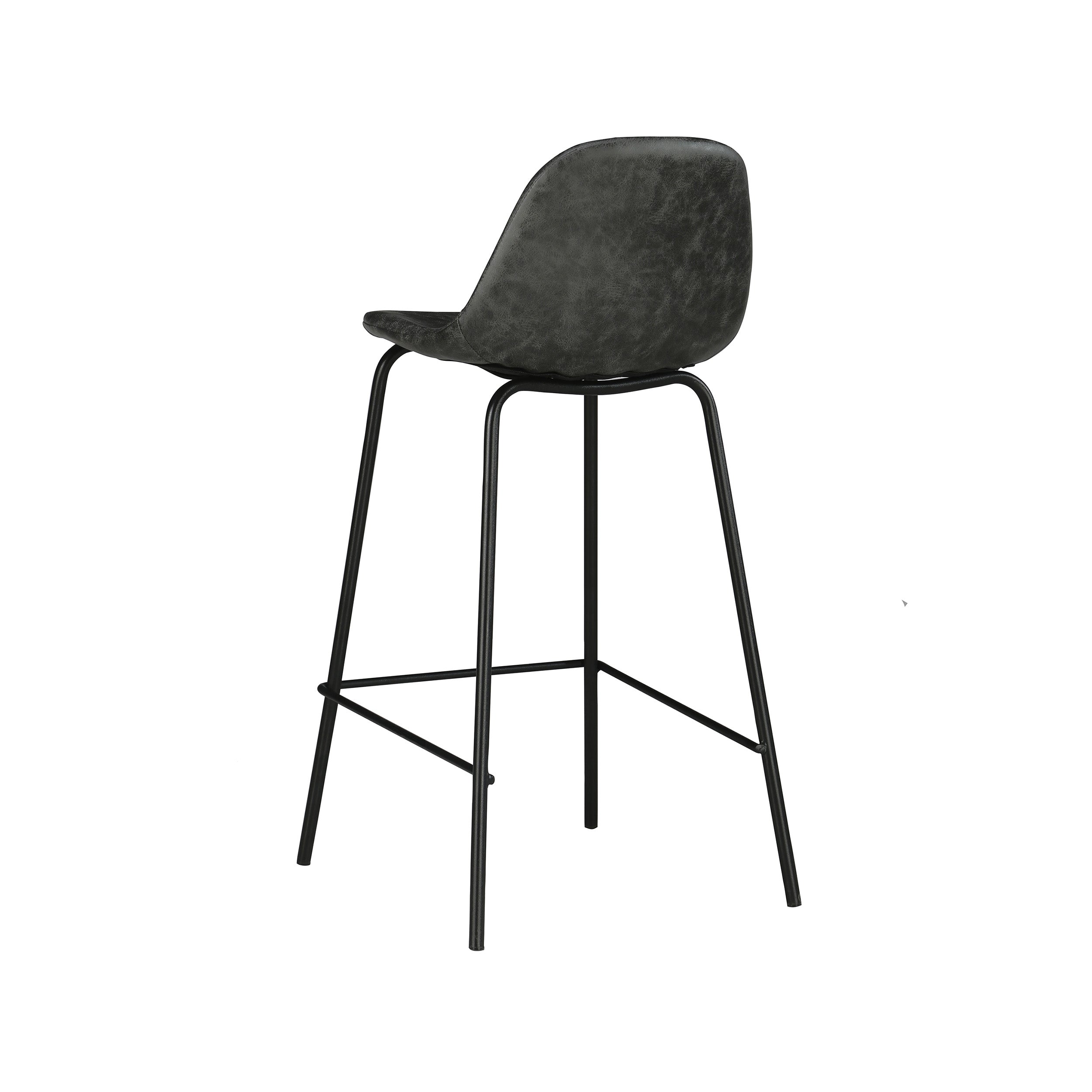 chaise de bar mi hauteur 65 cm cuir synthetique gris noir henrik vendue a l unite