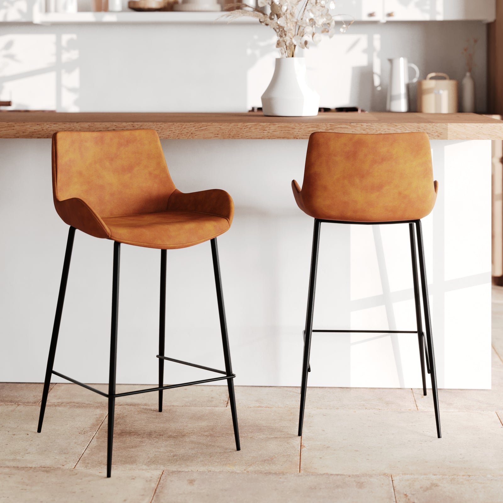 chaise de bar mi hauteur camel pirata 65 cm lot de 2