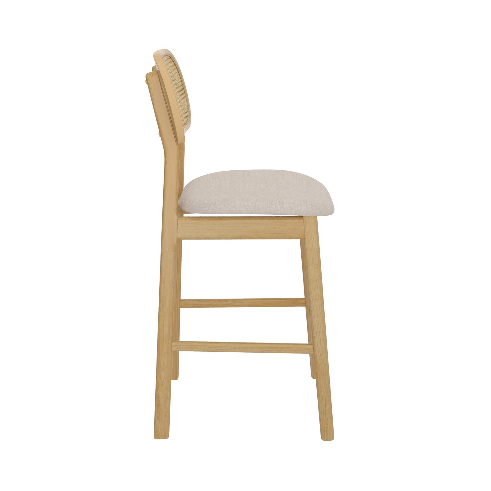 chaise de bar mi hauteur en tissu beige et bois 60 cm lot de 2 lison