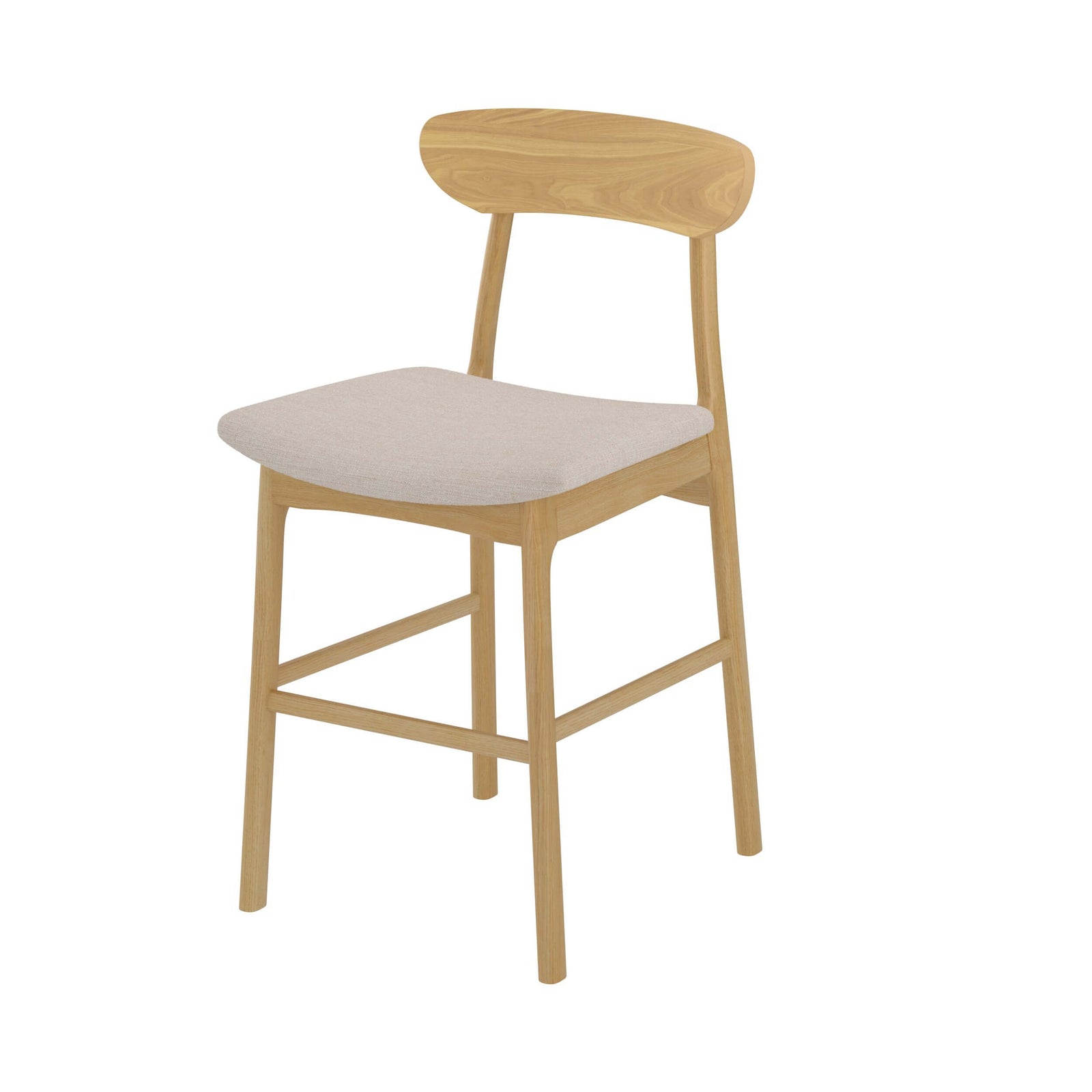 chaise de bar mi hauteur en tissu beige et bois lot de 2 lana