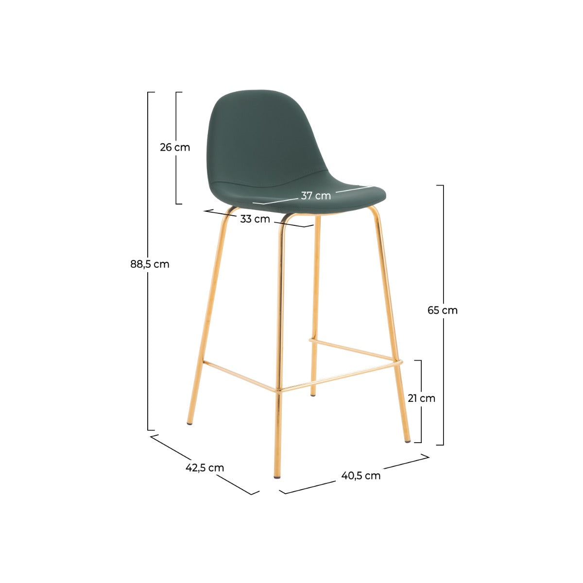 chaise de bar mi hauteur henrik verte 65 cm