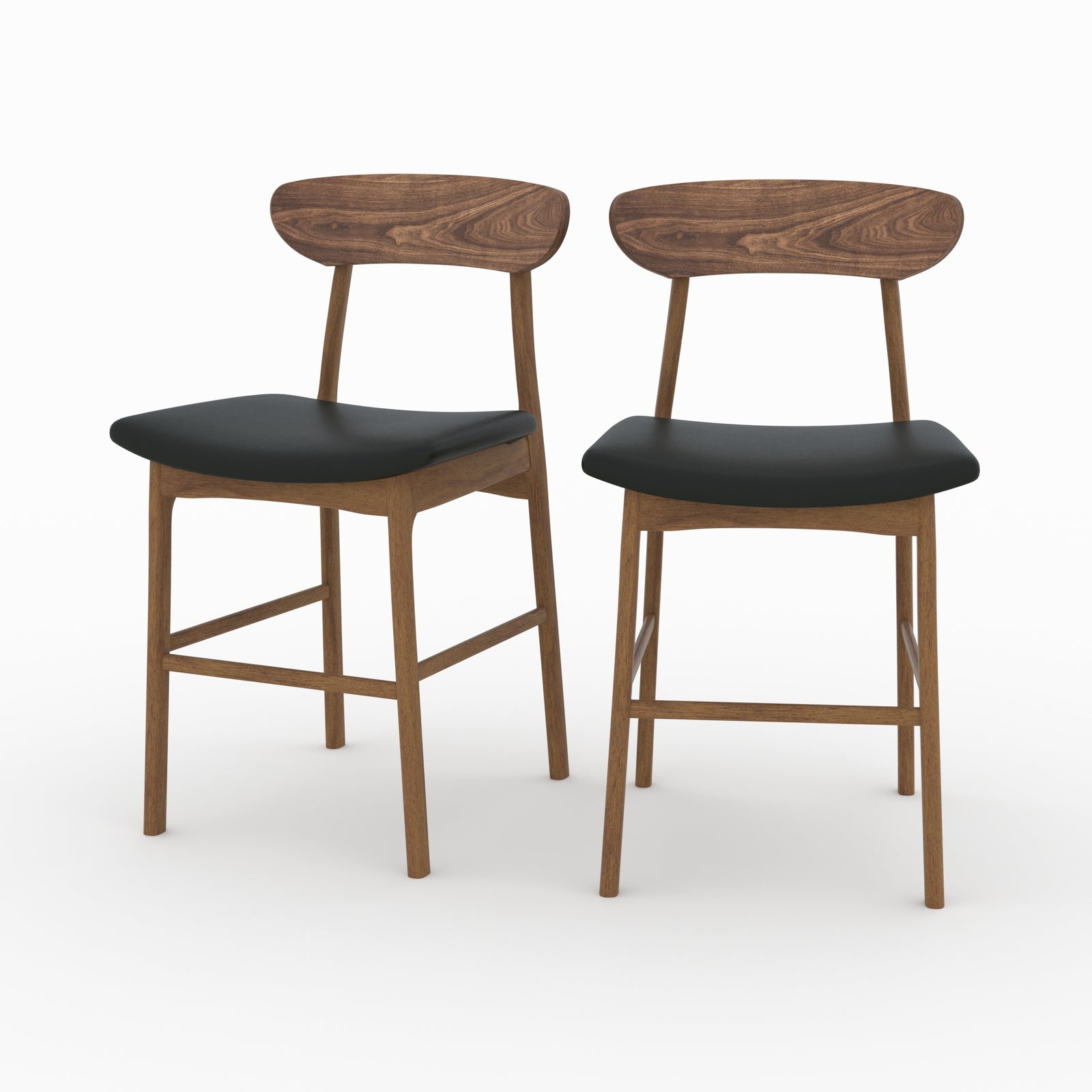 chaise de bar mi hauteur lana en cuir synthetique noir 66 cm lot de 2