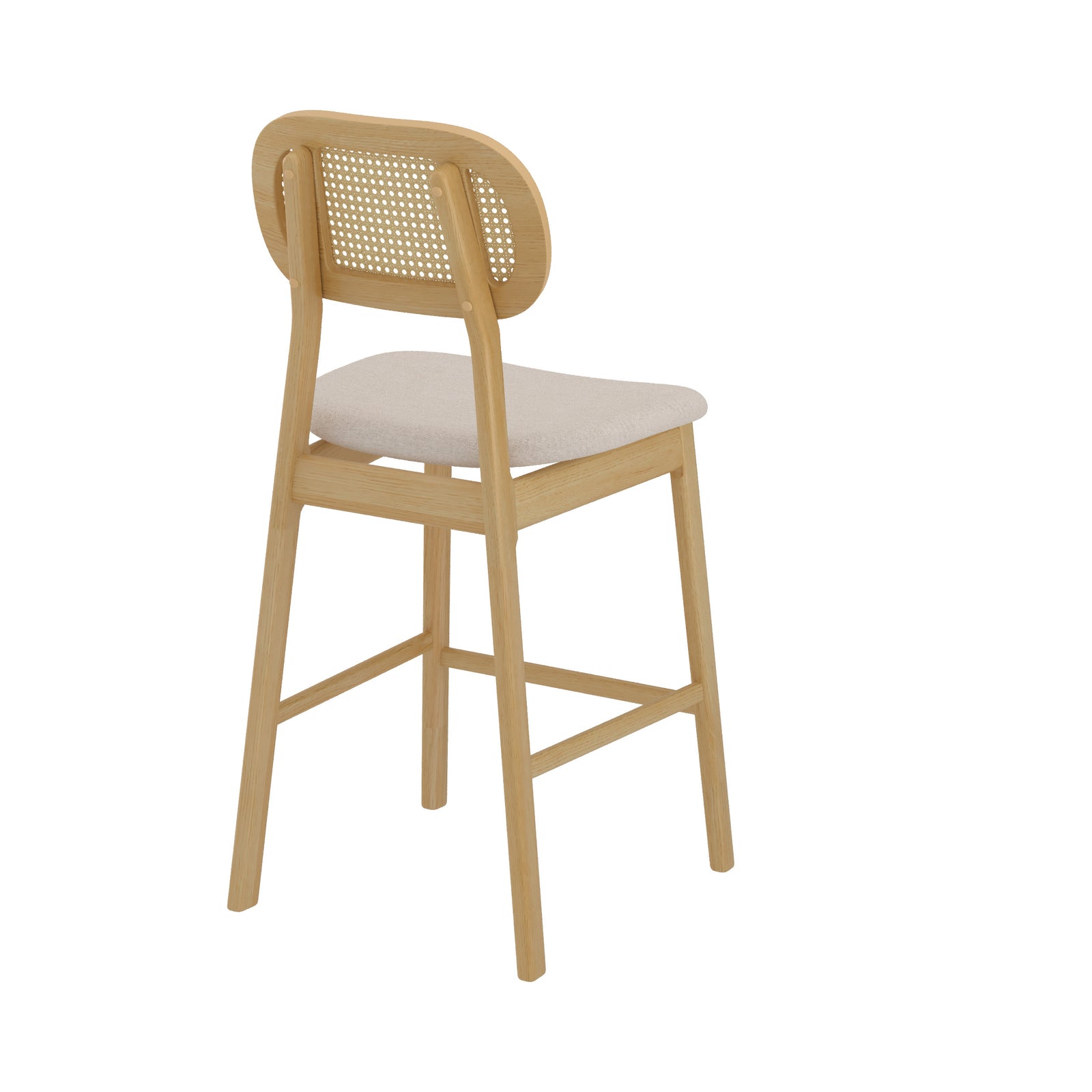 chaise de bar mi hauteur lison tissu beige et bois 60 cm lot de 2