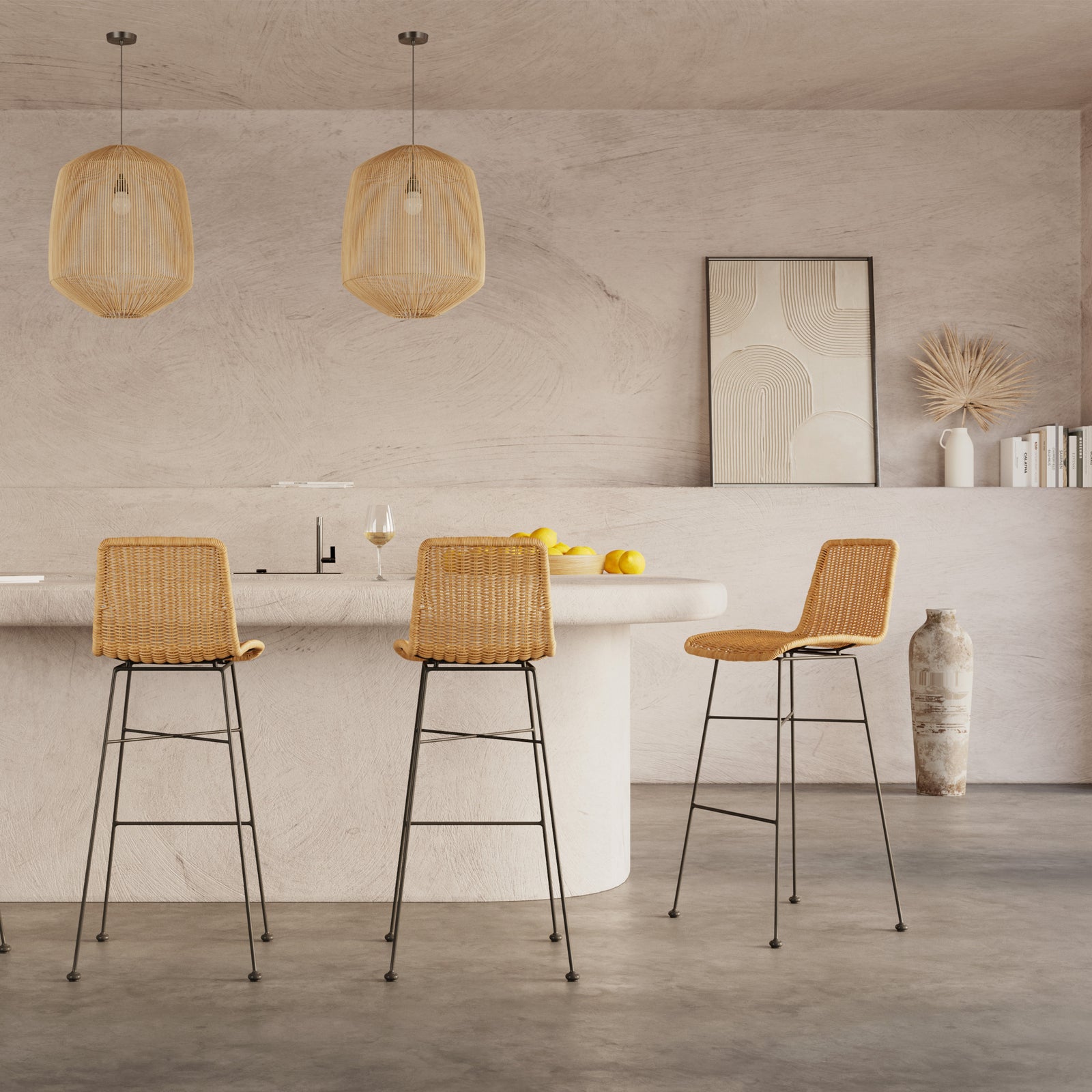 chaise de bar mi hauteur mandya naturelle 63 cm pieds noirs