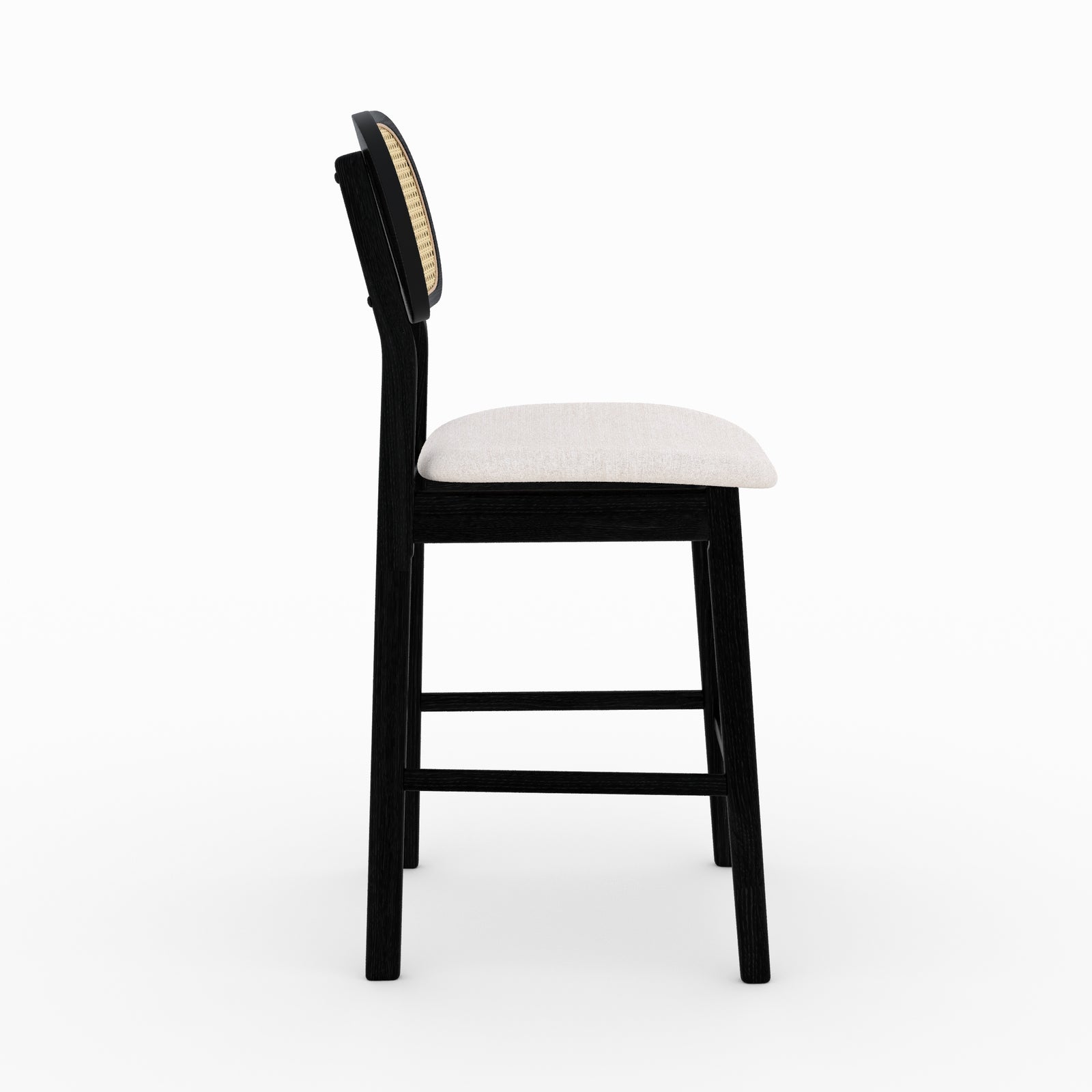 chaise de bar mi hauteur maria tissu beige bois noir 64