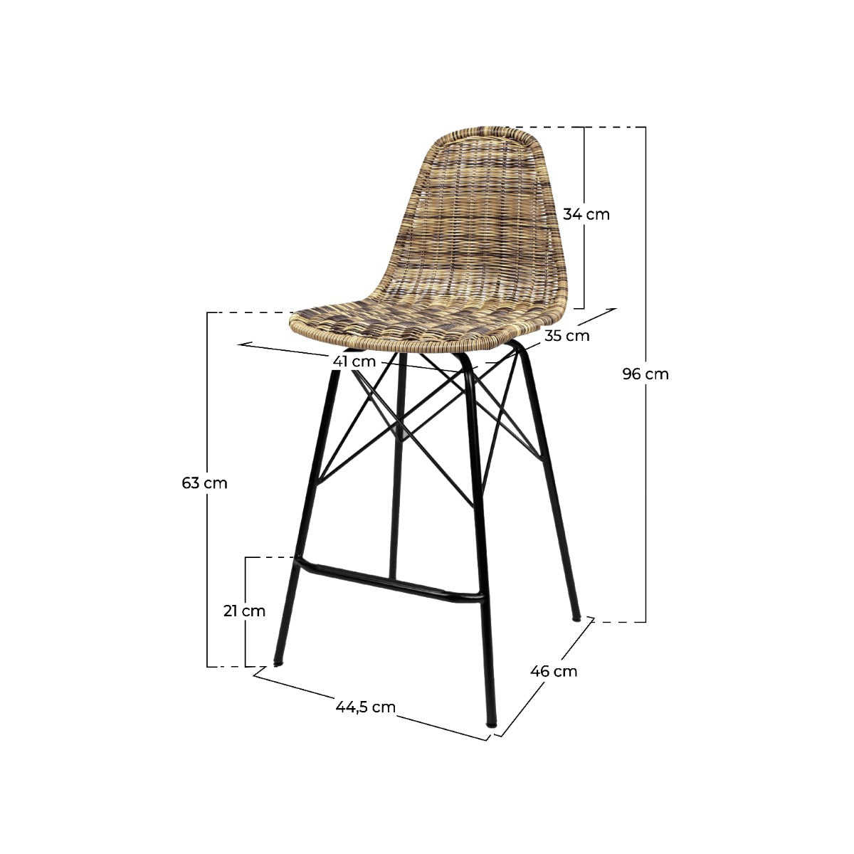 chaise de bar mi hauteur tiptur en resine tressee