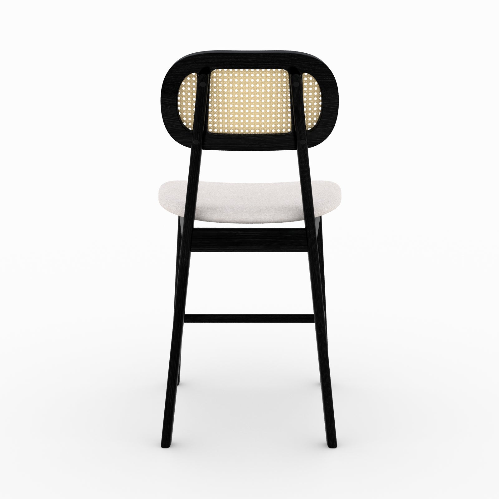 chaise de bar mi hauteur tissu beige et bois noir 64